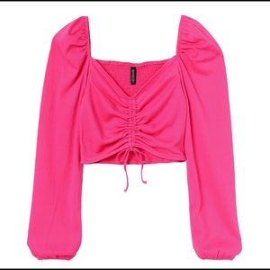 Pink Long Sleeve Crop Top